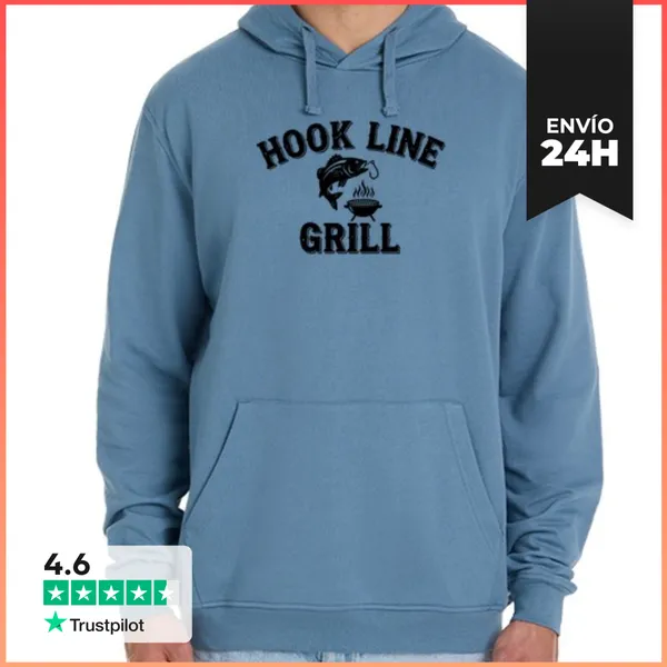 Sudadera Unisex Con Capucha Gancho Línea Parrilla Pescado