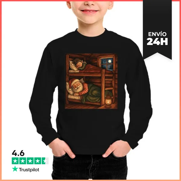 Camiseta Manga Larga Para Niños Pijama Navideño Para Dormir