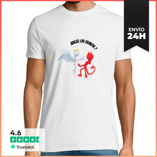 Camiseta Hombre Clásica Ángel O Demonio LaTostadora