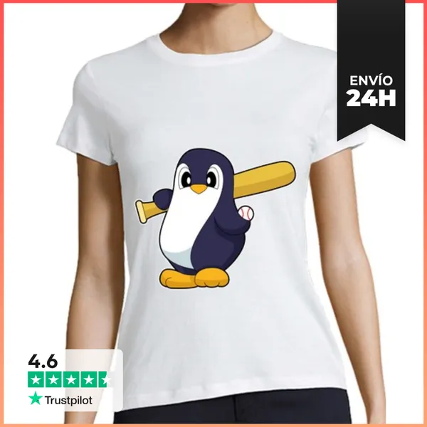 Camiseta Mujer Clásica Bate De Béisbol De Pingüino LaTostadora