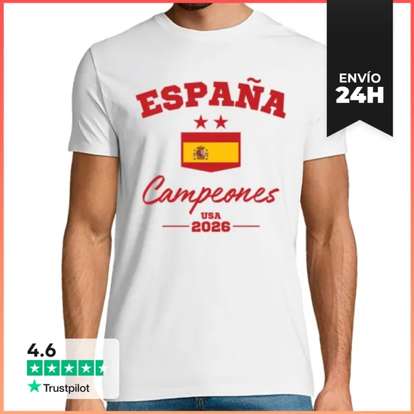 Camiseta Hombre Clásica Campeones España Blanca 2026 LaTostadora
