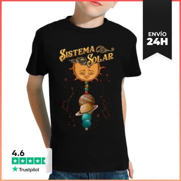 Camiseta Clásica Para Niños Sistema Solar Vintage Retro Planetas