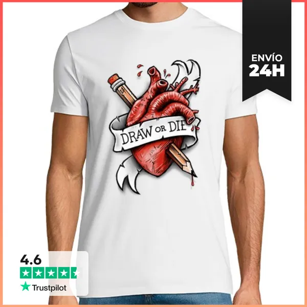 Camiseta Hombre Clásica Dibujar O Morir LaTostadora