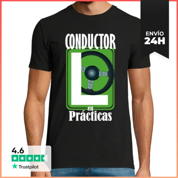 Camiseta Hombre Clásica L Conductor En Prácticas Novel Volante