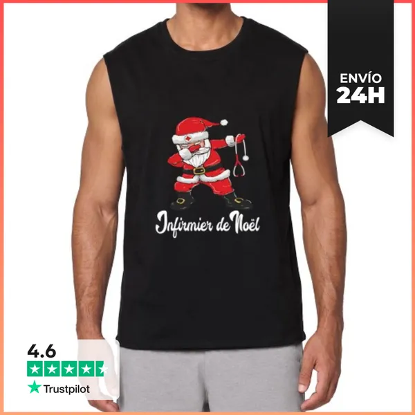 Camiseta Sin Mangas Papá Navidad Enfermero Santa Dab Versión