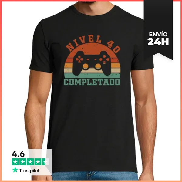Camiseta Hombre Clásica Nivel 40 Completado Consola Regalo