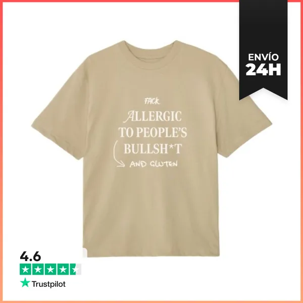 Camiseta Oversize Allergic To Gluten Camiseta Oversize Beige