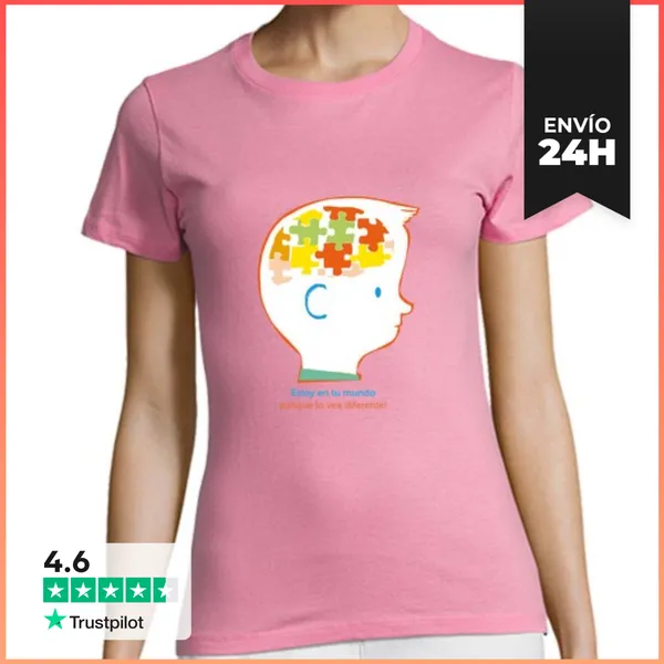 Camiseta Mujer Clásica Estoy En Tu Mundo Aunque Lo Vea Diferent