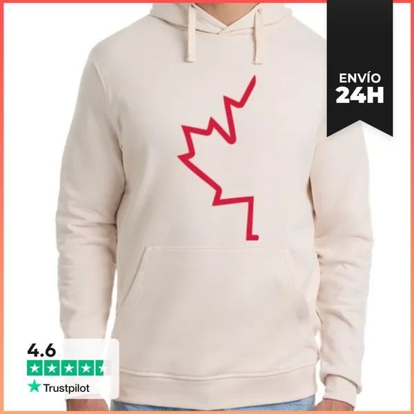 Sudadera Unisex Con Capucha Red Half Maple Leaf LaTostadora