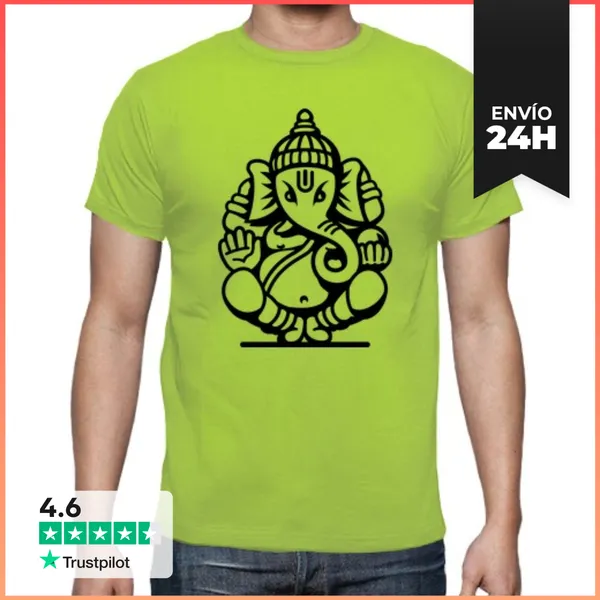 Camiseta Hombre Clásica Ganesh Ganesha Elefante No.4 (negro)