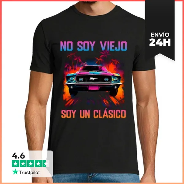 Camiseta Hombre Clásica No Soy Viejo Soy Un Clasico Mustang