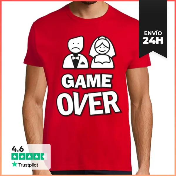 Camiseta Hombre Clásica Game Over, Despedida De Soltero