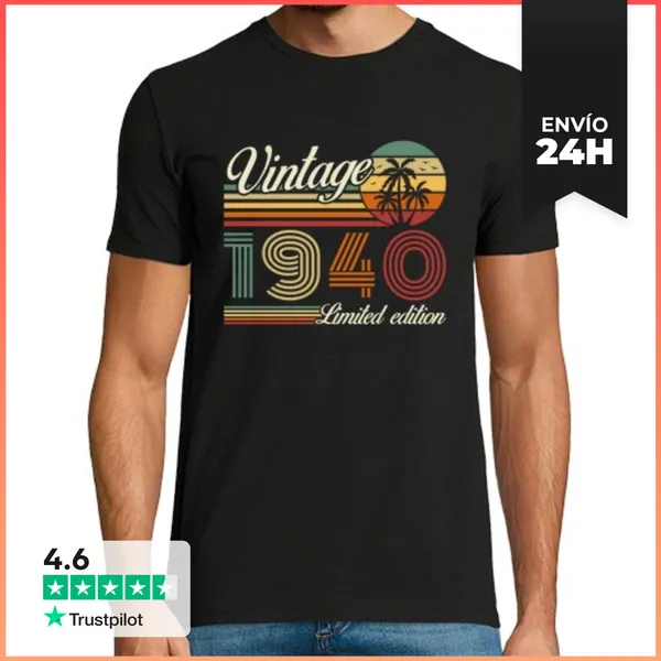 Camiseta Hombre Clásica 1940 Vintage Regalo Cumpleaños Retro