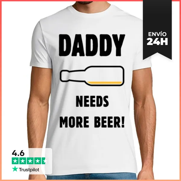 Camiseta Hombre Clásica Papá Necesita Más Cerveza - Padre - Pos