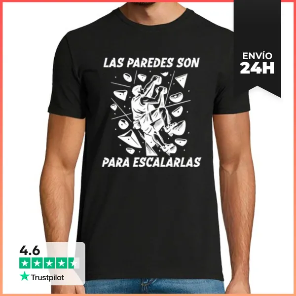 Camiseta Hombre Clásica Las Paredes Son Escalables Para