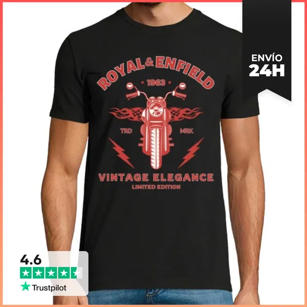 Camiseta Hombre Clásica Royal Enfield 1963 Vintage Elegance -