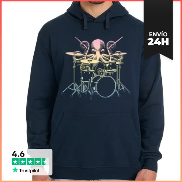 Sudadera Unisex Con Capucha Drummer Pulpo LaTostadora