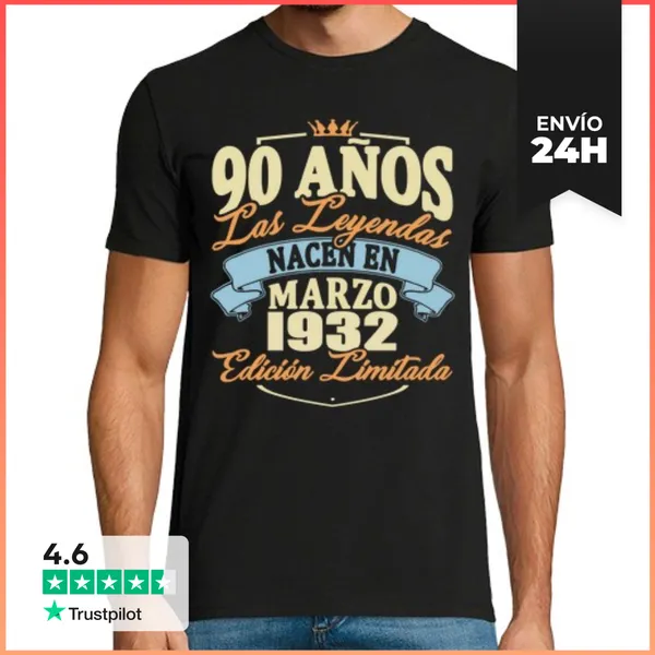 Camiseta Hombre Clásica 90 Años - Nacen En Marzo 1932 LaTostadora