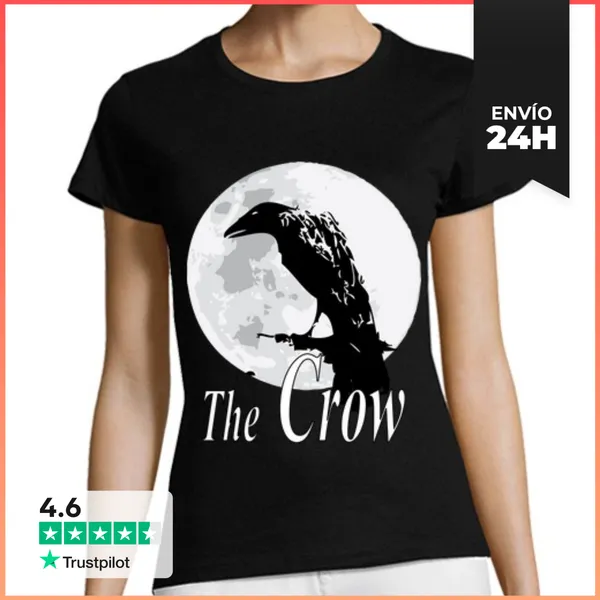 Camiseta Mujer Clásica Mujer, Manga Corta, Negra, Calidad Premium