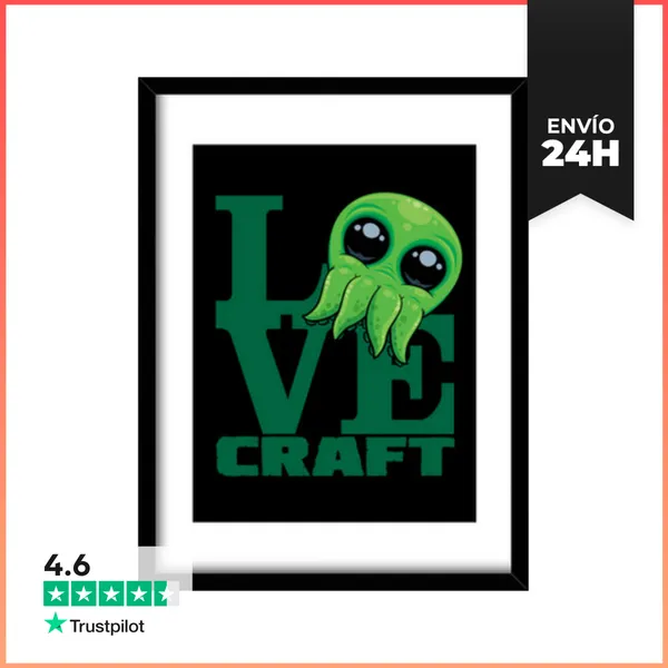 Cuadro Con Marco Vertical Diseño De Amor De Cthulhu Bebé Lovecraf