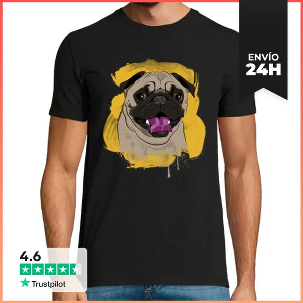 Camiseta Hombre Clásica Carlino Perro Feliz LaTostadora