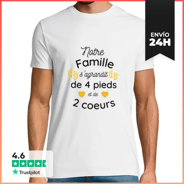 Camiseta Hombre Clásica Anuncio De Embarazo De Gemelos Familia