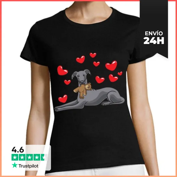 Camiseta Mujer Clásica Perro Galgo Italiano Con Peluche