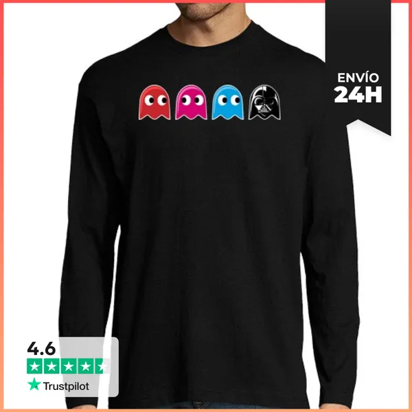 Camiseta Hombre Manga Larga Darth Pac-man LaTostadora