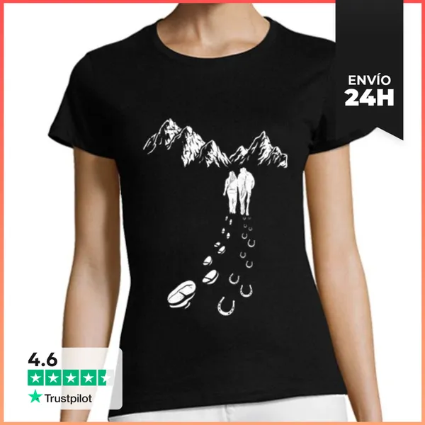 Camiseta Mujer Clásica Caballo Montañas Equitación Propietario