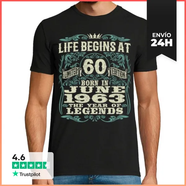 Camiseta Hombre Clásica Junio 1963 - 60 Años LaTostadora