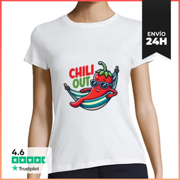 Camiseta Mujer Clásica Pimiento Picante Divertido Relájate