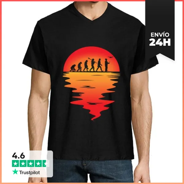 Camiseta Hombre, Cuello Pico Drone Evolución Fpv Quadcopter