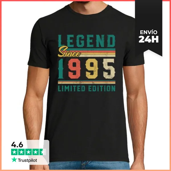 Camiseta Hombre Clásica Leyenda Desde 1995 Vintage Cumpleaños