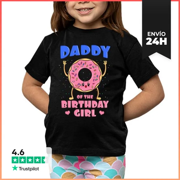 Camiseta Clásica Para Niños Papá De La Niña De Cumpleaños Dona
