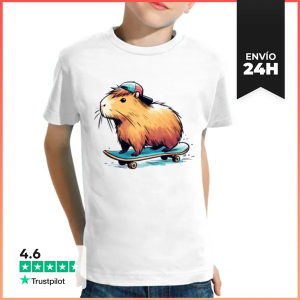 Camiseta Clásica Para Niños Genial Patineta De Capibara