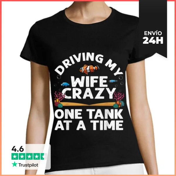 Camiseta Mujer Clásica Divertido Acuario Hombres Papá Esposo Pez