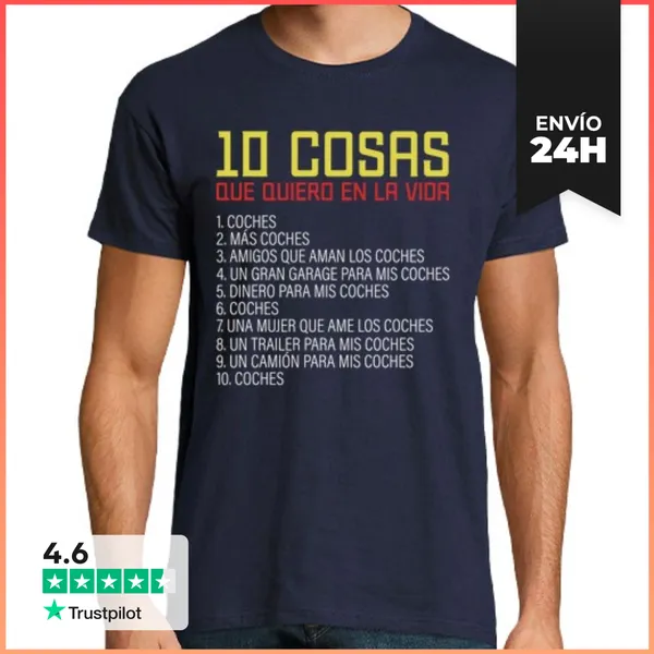 Camiseta Hombre Clásica Lista 10 Cosas Divertidas Amor Por Los