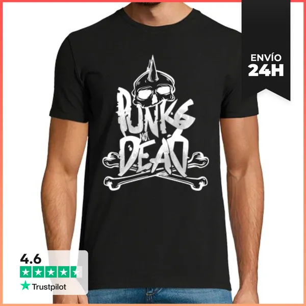 Camiseta Hombre Clásica Punks Not Dead Blanco LaTostadora