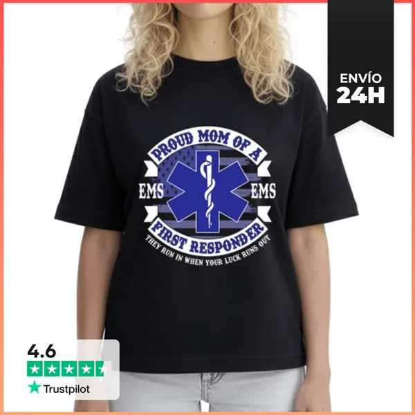Camiseta Mujer Boxy Mamá Orgullosa De Un Primer Respondedor EMS
