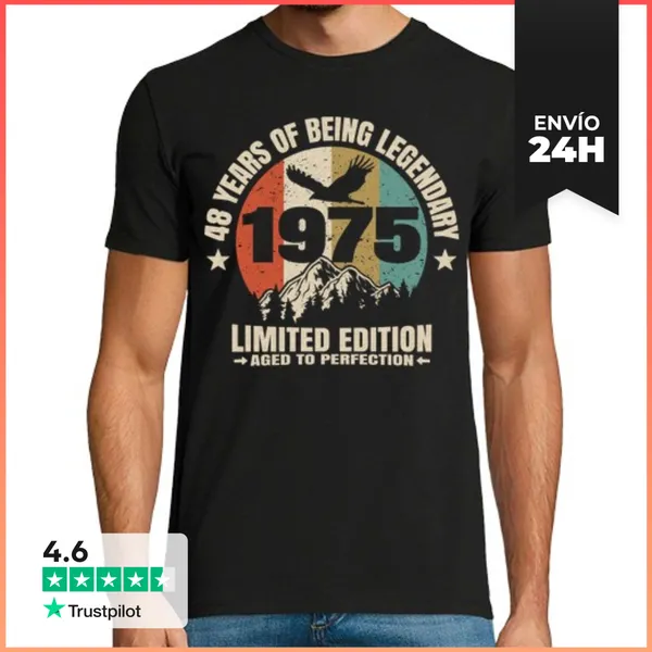 Camiseta Hombre Clásica 48 Años - Legendario Desde 1975