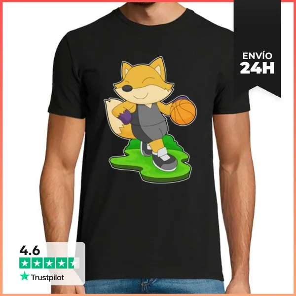 Camiseta Hombre Clásica Jugador De Baloncesto Zorro Baloncesto