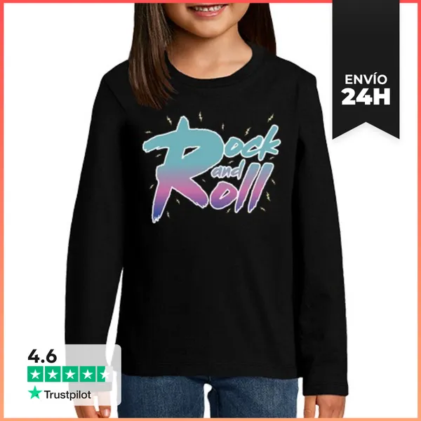 Camiseta Manga Larga Para Niños Niño, Manga Larga, Negra