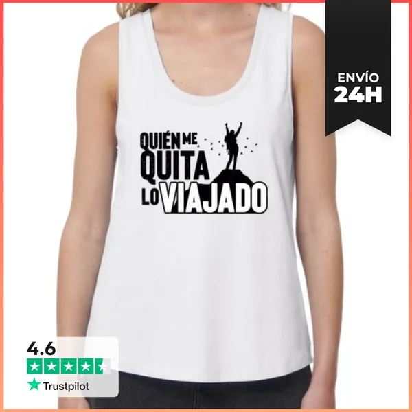 Camiseta Mujer Sin Mangas, Loose Fit Quién Me Quita Lo Viajado