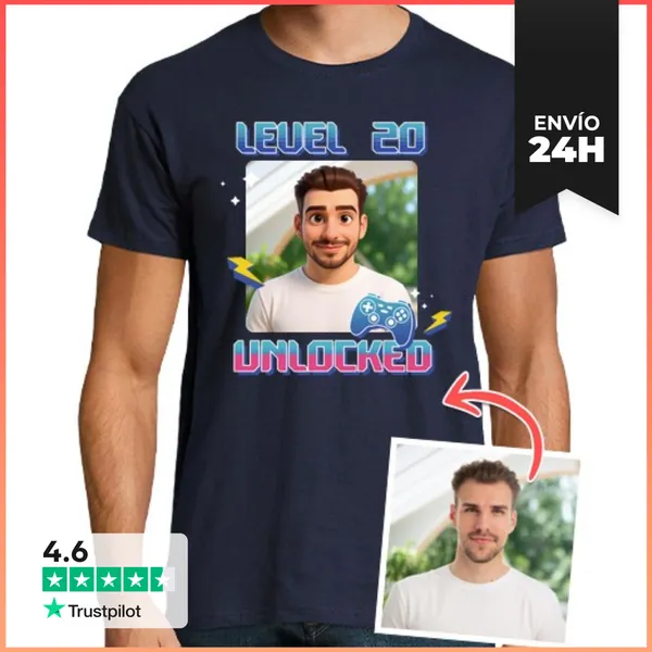 Camiseta Hombre Clásica Efecto Animación 3D Camiseta Level 20