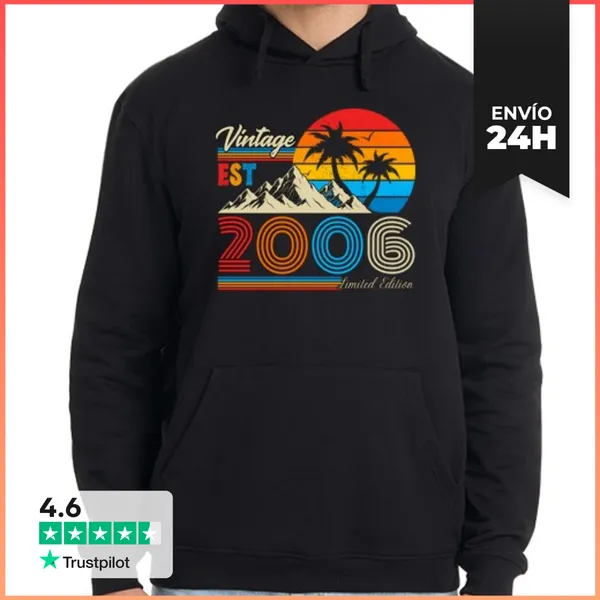 Sudadera Unisex Con Capucha Vintage 2006 Estilo Retro Palmeras