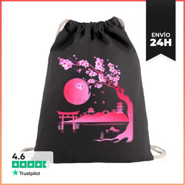 Mochila Saco Con Cuerdas Cerezo En Flor LaTostadora