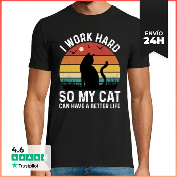 Camiseta Hombre Clásica Trabajo Para Mi Gato LaTostadora