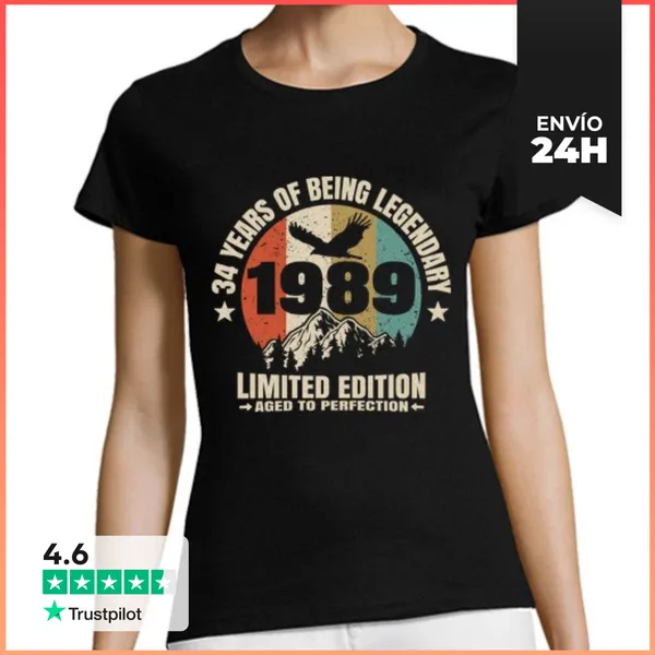 Camiseta Mujer Clásica 34 Años - Legendario Desde 1989