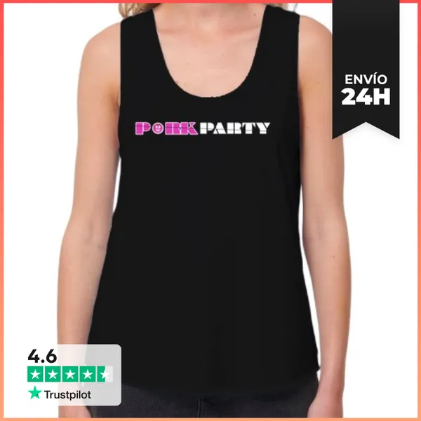 Camiseta Mujer Sin Mangas, Loose Fit PORKPARTY Logo LaTostadora