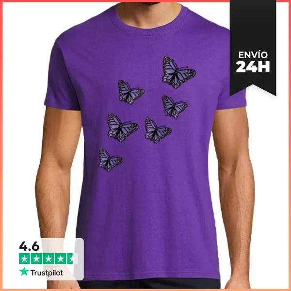 Camiseta Hombre Clásica Mariposas Moradas LaTostadora